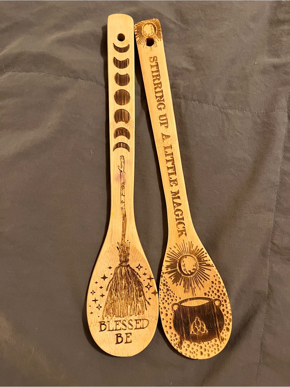 Stirring Up a Little Magick Bamboo Wooden Spoon - magic kitchen witch
